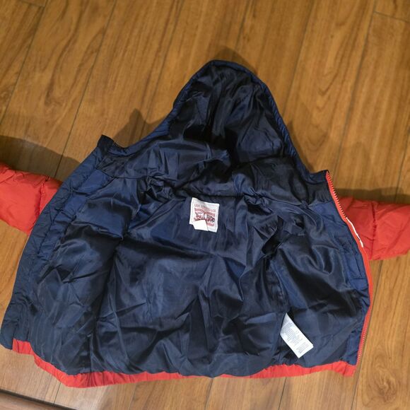 Levi’s Red White Blue Puffer Hooded Coat Jacket Size toddler 4T - Picture 5 of 5